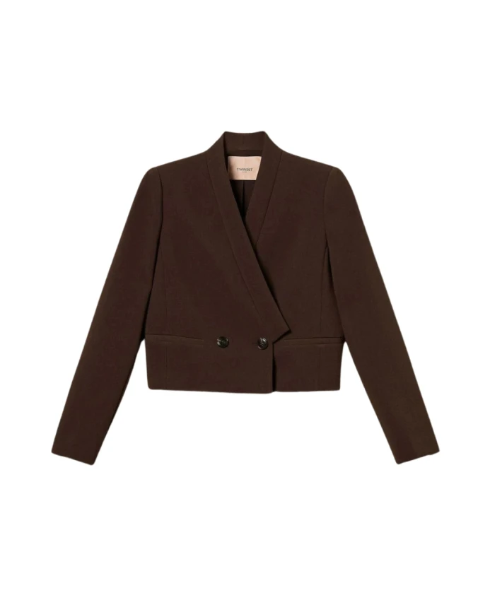 Двубортный жакет из крепа Twinset, коричневый
Двубортный жакет из крепа Twinset, коричневый