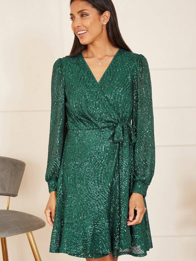 Платье с запахом из пайеток с длинным рукавом Yumi, зеленый
Платье с запахом из пайеток с длинным рукавом Yumi, зеленый