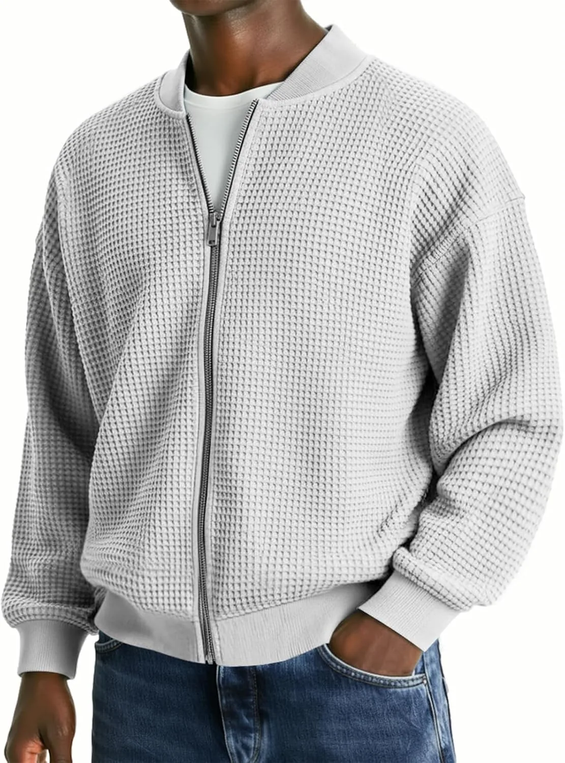 Мужской кардиган с полной молнией и воротником стойкой lopmou
Мужской кардиган с полной молнией и воротником стойкой lopmou