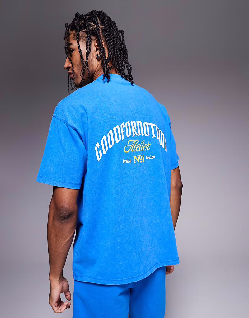 Футболка Good For Nothing с принтом логотипа на спине, синяя 
Футболка Good For Nothing с принтом логотипа на спине, синяя