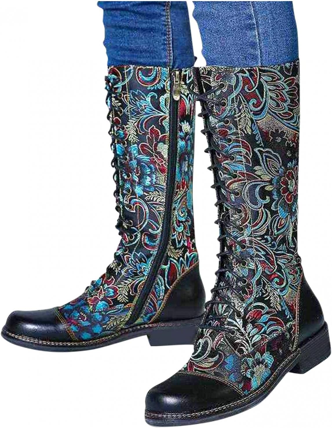 Женские высокие ботинки Hbeylia до колена, в боевом стиле, винтажный этнический цветочный узор, черный
Женские высокие ботинки Hbeylia до колена, в боевом стиле, винтажный этнический цветочный узор, черный