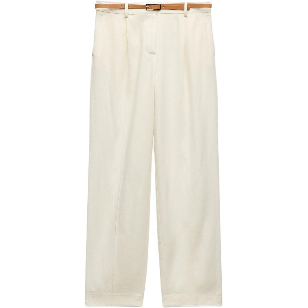 Повседневные брюки женские матово-белые Zara 
Повседневные брюки женские матово-белые Zara