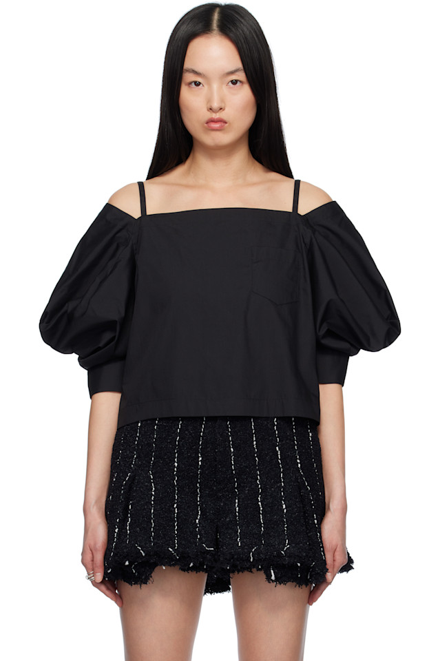 Хлопковая поплиновая блуза-пуловер Sacai, черный
Хлопковая поплиновая блуза-пуловер Sacai, черный