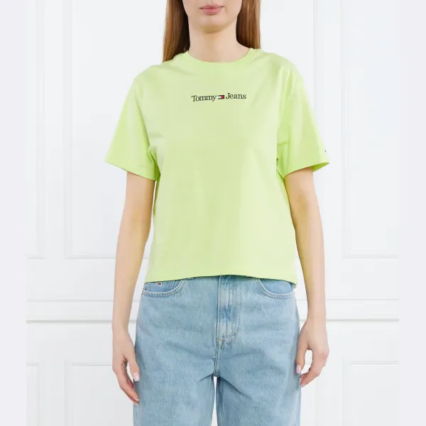 Футболка обычного кроя с линейными засечками Tommy Hilfiger, зеленый 
Футболка обычного кроя с линейными засечками Tommy Hilfiger, зеленый