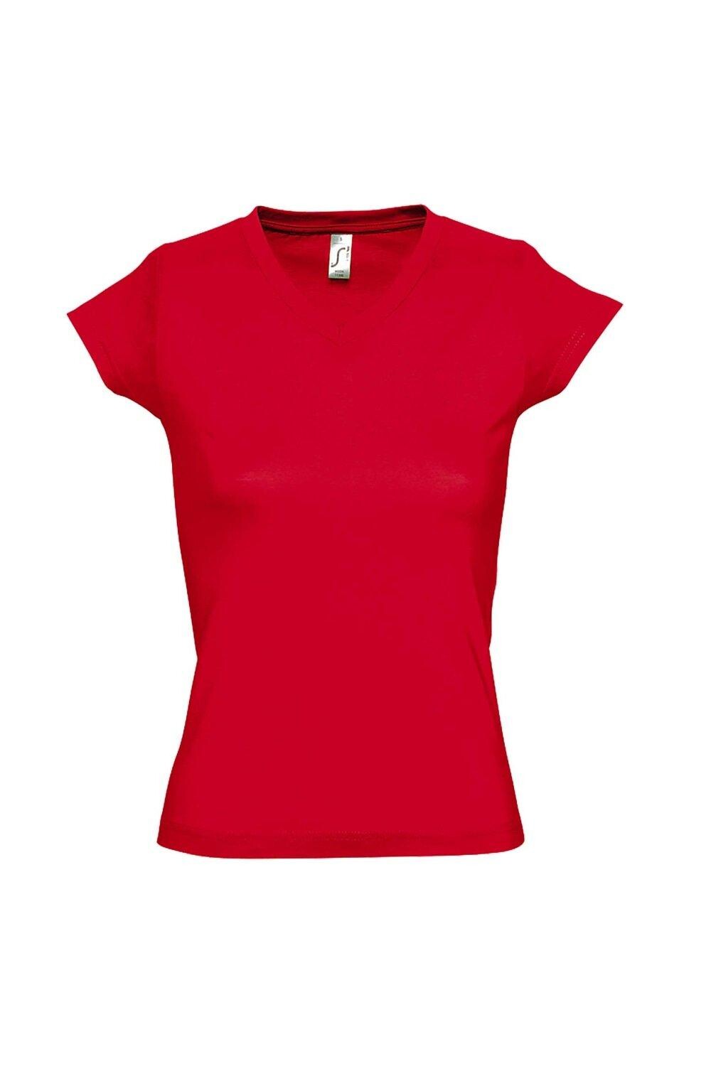 Футболка с короткими рукавами Moon и V-образным вырезом SOL'S, красный 
Футболка с короткими рукавами Moon и V-образным вырезом SOL'S, красный