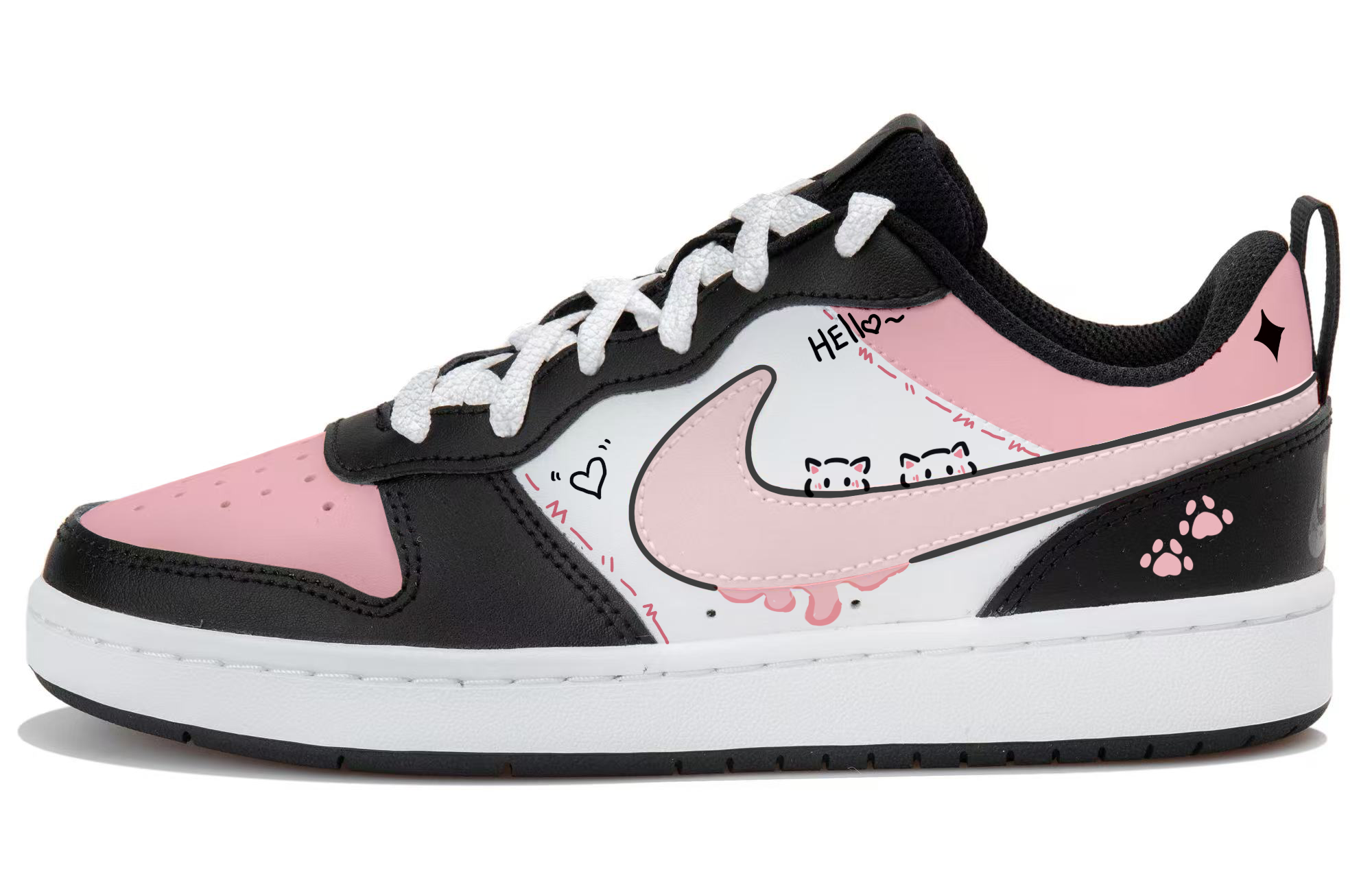 Nike Court Borough Pink Cat Language Low top детские скейтборд кроссовки White Black Pink
Nike Court Borough Pink Cat Language Low top детские скейтборд кроссовки White Black Pink