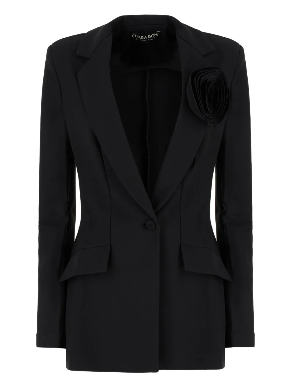 Однобортный блейзер с розовым декором CHIARA BONI La Petite Robe, черный
Однобортный блейзер с розовым декором CHIARA BONI La Petite Robe, черный