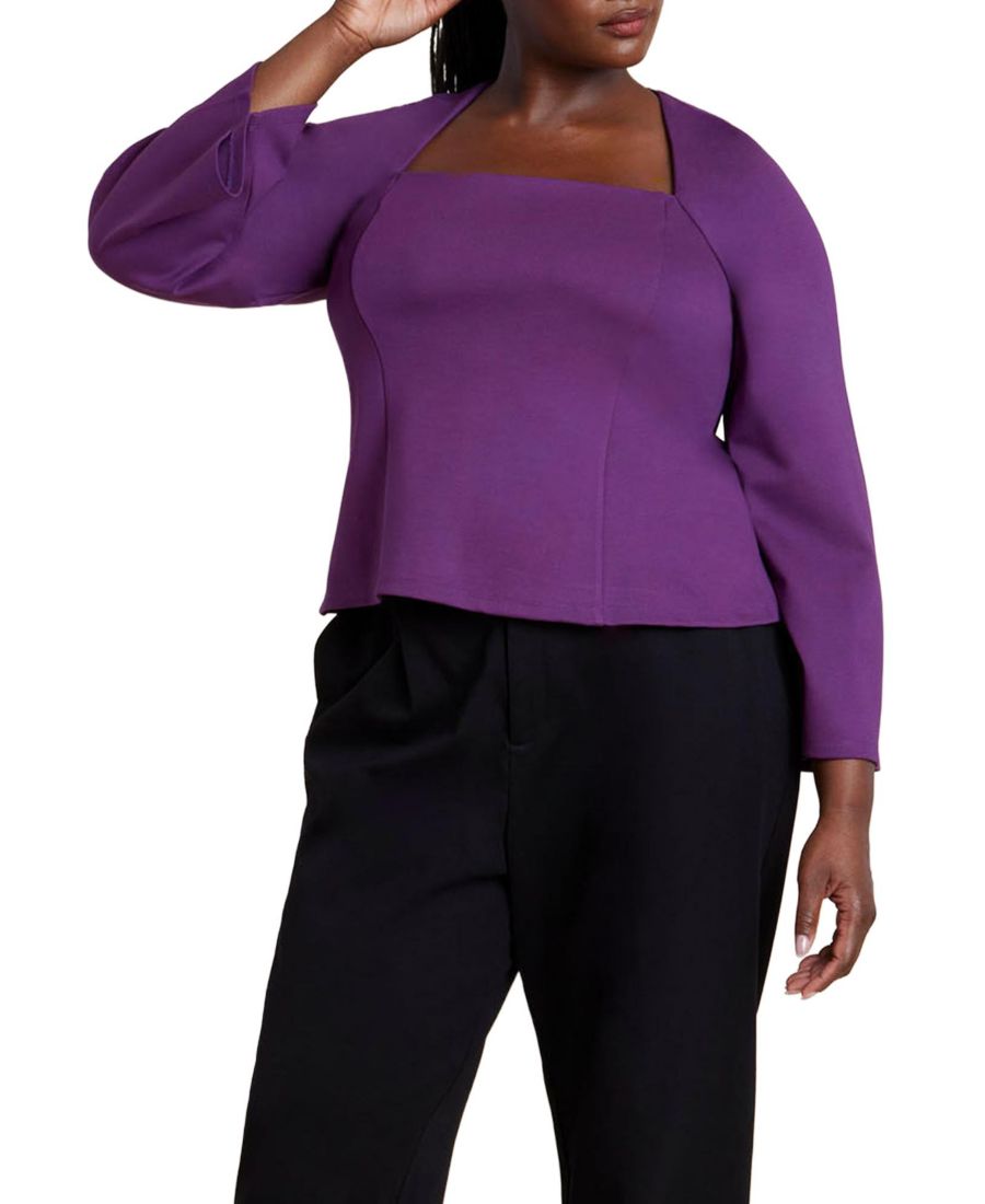 Женская блузка больших размеров с квадратным вырезом и декоративными швами ELOQUII, Plum purple
Женская блузка больших размеров с квадратным вырезом и декоративными швами ELOQUII, Plum purple