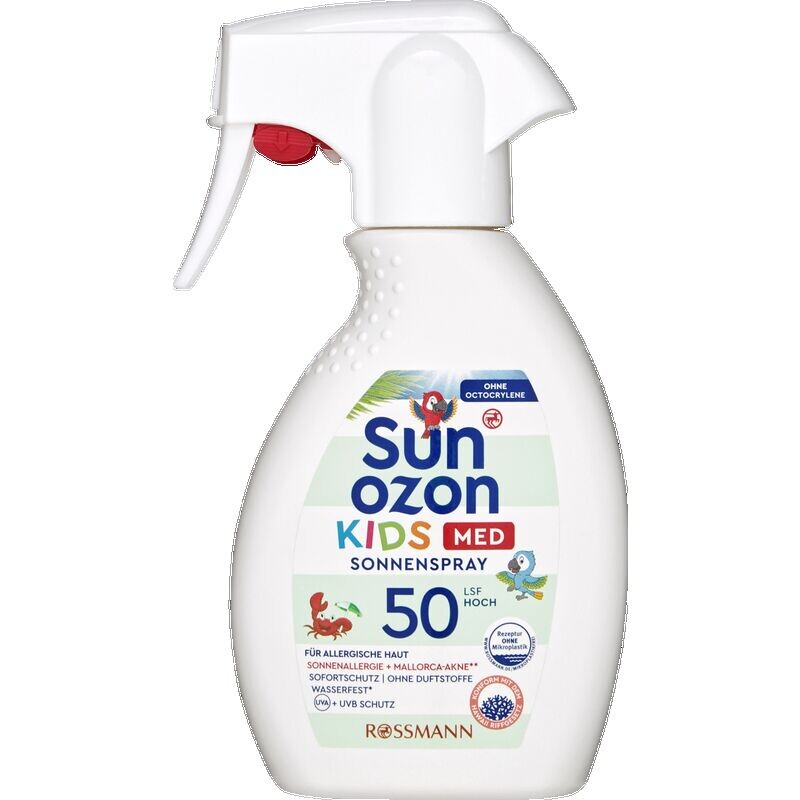 Детский солнцезащитный спрей SPF 50 sunozon, 250 ml 
Детский солнцезащитный спрей SPF 50 sunozon, 250 ml