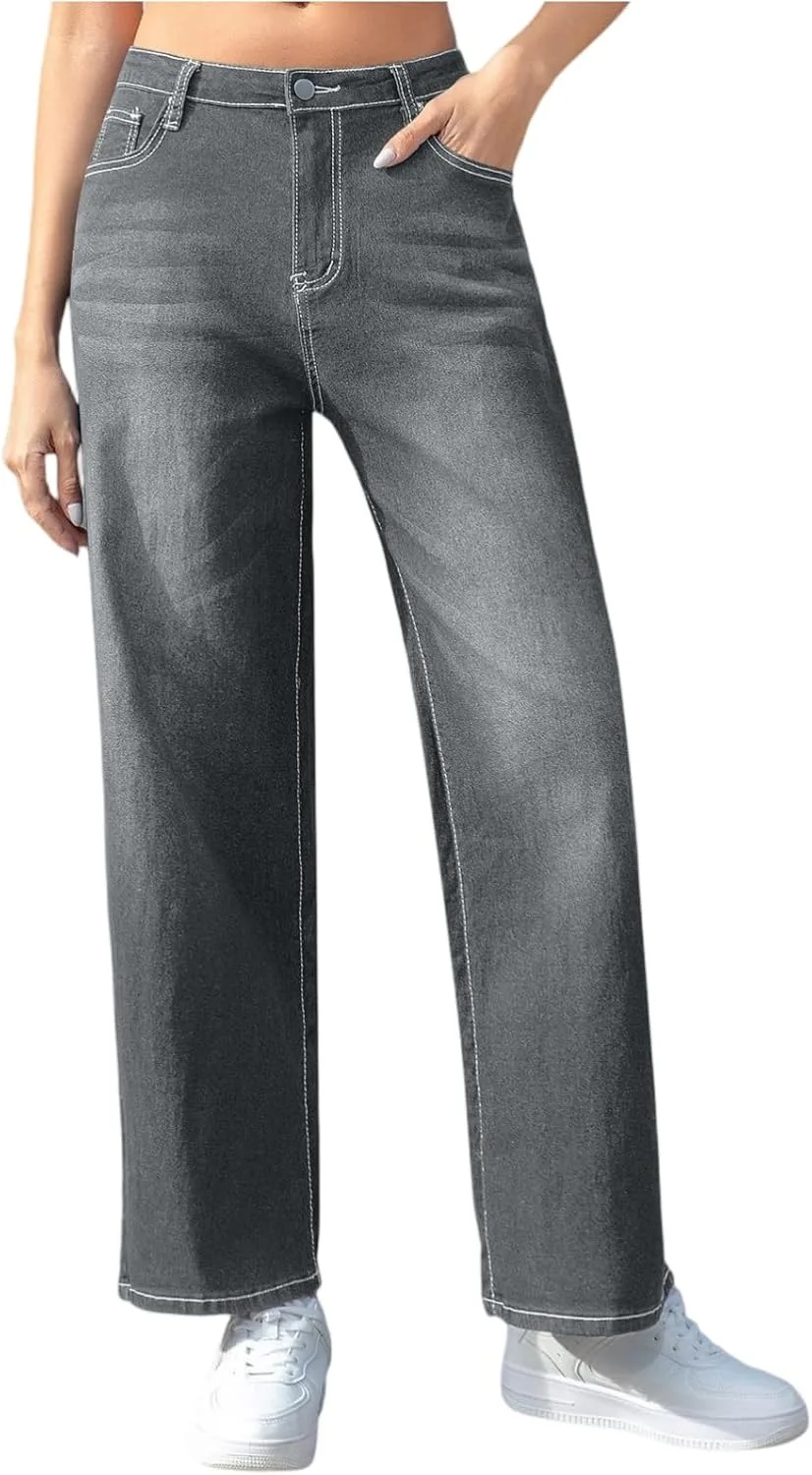 Прямые широкие карго джинсы для женщин с высокой посадкой
Прямые широкие карго джинсы для женщин с высокой посадкой