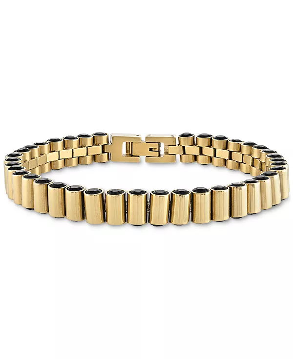 Браслет из звеньев цилиндрической формы с черной шпинелью из стерлингового серебра с ионным покрытием золотистого оттенка, созданный для Macy's Esquire Men'S Jewelry, gold-tone
Браслет из звеньев цилиндрической формы с черной шпинелью из стерлингового серебра с ионным покрытием золотистого оттенка, созданный для Macy's Esquire Men'S Jewelry, gold-tone