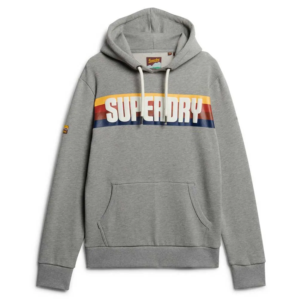 Худи Superdry Retro Stripe Logo, серый 
Худи Superdry Retro Stripe Logo, серый