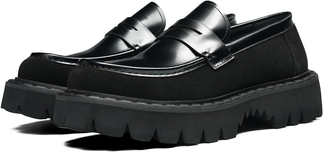 Мужские слипоны Santimon с массивной подошвой и пенни-лоферами- туфли на платформе для делового и повседневного образа из глянцевой натуральной кожи для официальных мероприятий, выпускного и свадьбы, черный
Мужские слипоны Santimon с массивной подошвой и пенни-лоферами- туфли на платформе для делового и повседневного образа из глянцевой натуральной кожи для официальных мероприятий, выпускного и свадьбы, черный