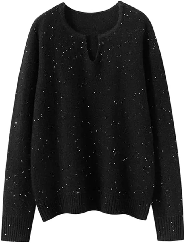 Женский свитер с пайетками из кашемира с V-образным вырезом
Женский свитер с пайетками из кашемира с V-образным вырезом