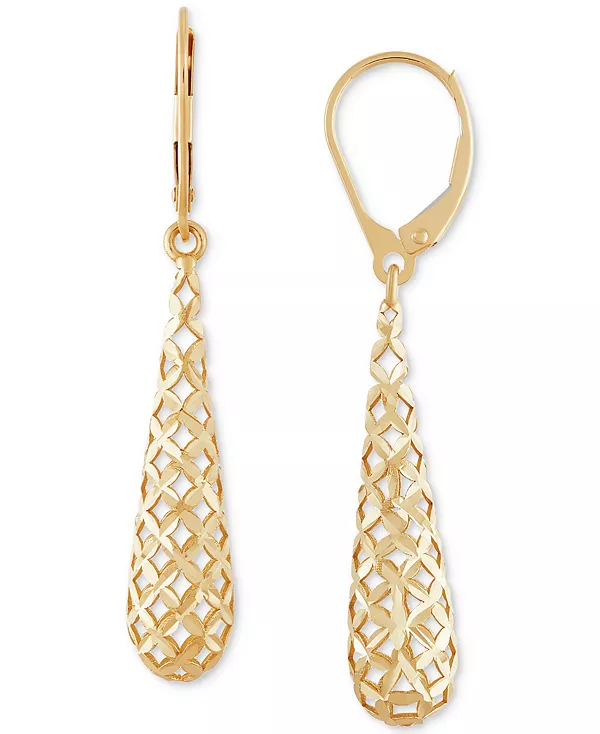 Серьги-Капельки удлиненной формы с решетчатым креплением и застежкой-рычагом из 10-каратного золота Italian Gold, gold
Серьги-Капельки удлиненной формы с решетчатым креплением и застежкой-рычагом из 10-каратного золота Italian Gold, gold