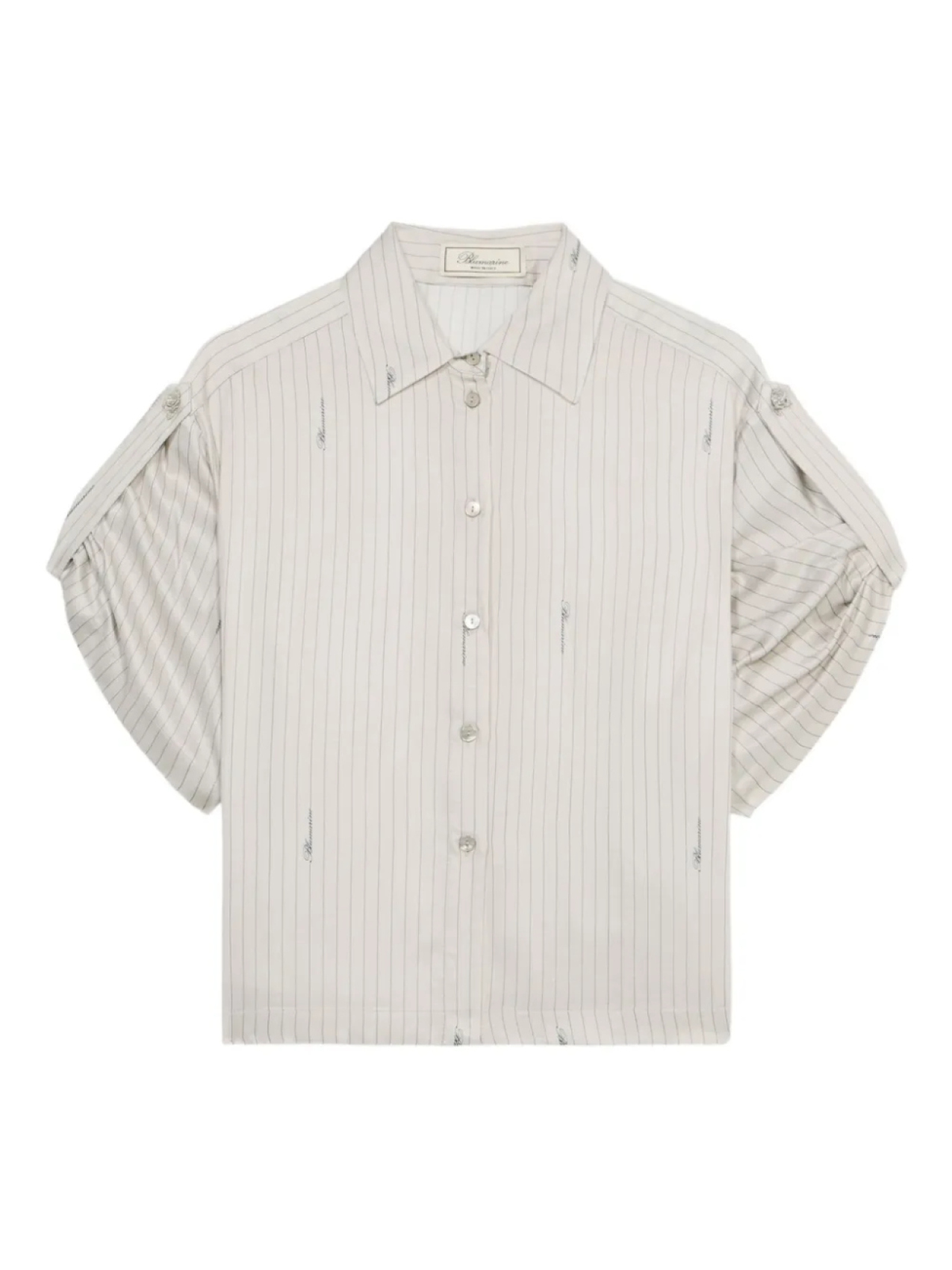 Рубашка в тонкую полоску на пуговицах Blumarine, нейтральный
Рубашка в тонкую полоску на пуговицах Blumarine, нейтральный