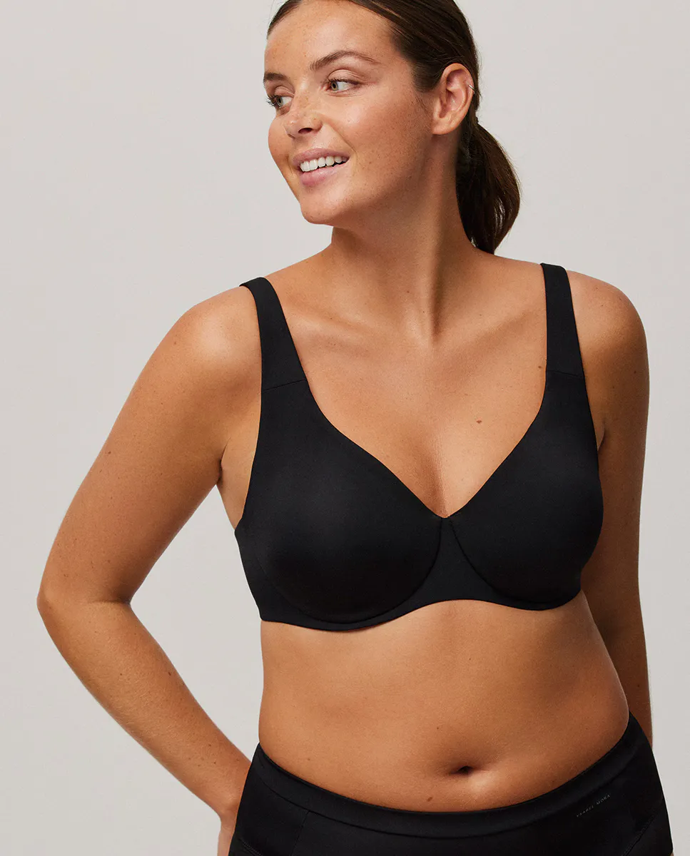 Уменьшающий бюстгальтер без подкладок на широких бретелях Ysabel Mora, черный
Уменьшающий бюстгальтер без подкладок на широких бретелях Ysabel Mora, черный