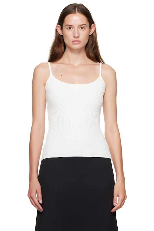 Courrèges Белая трикотажная майка в рубчик из коллекции Reedition
Courrèges Белая трикотажная майка в рубчик из коллекции Reedition