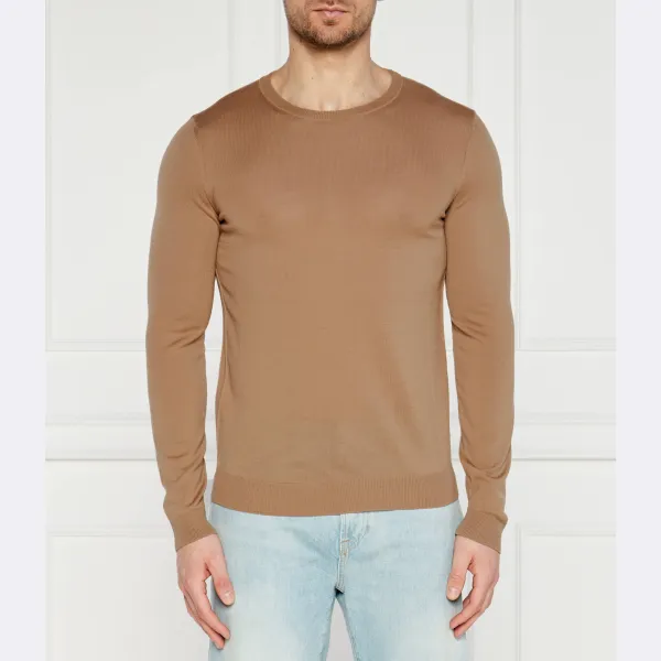 Шерстяной свитер узкого кроя Leno-p Boss, коричневый 
Шерстяной свитер узкого кроя Leno-p Boss, коричневый