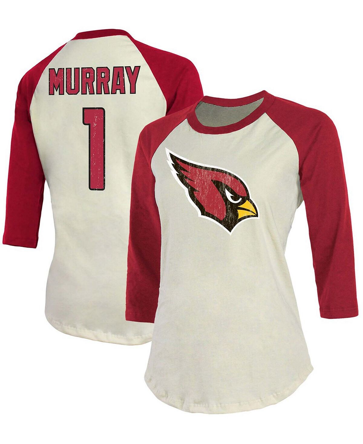 Женская футболка Kyler Murray Cream, Cardinal Arizona Cardinals Player реглан, имя, номер, рукав 3/4 Fanatics
Женская футболка Kyler Murray Cream, Cardinal Arizona Cardinals Player реглан, имя, номер, рукав 3/4 Fanatics
