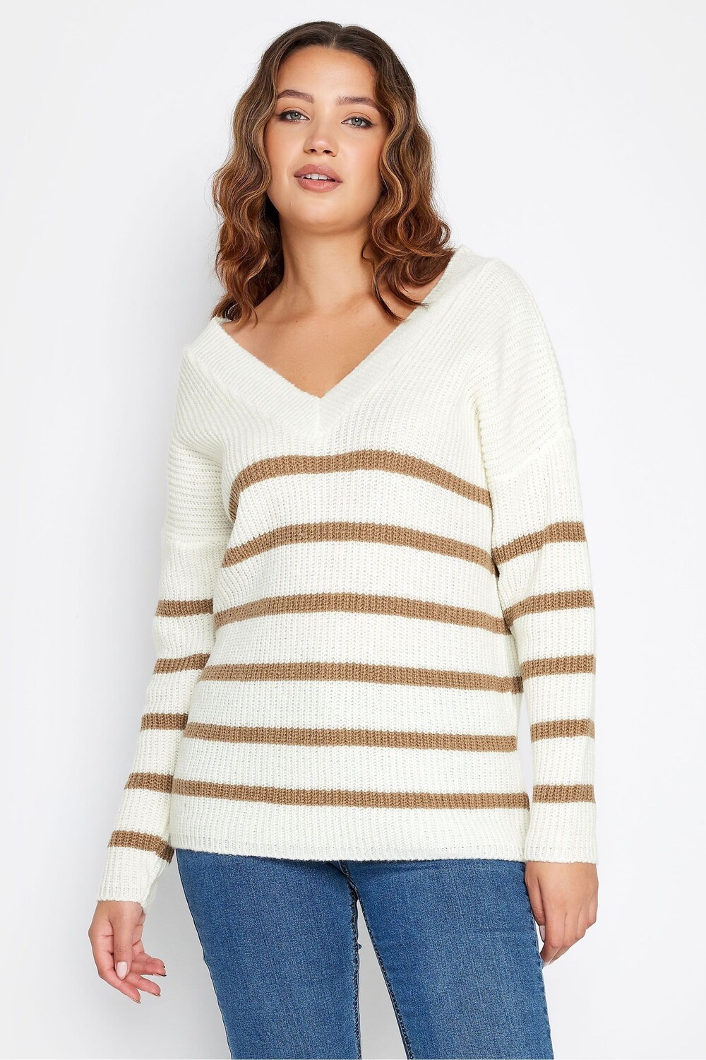 Полосатый свитер с V-образным вырезом Long Tall Sally, бежевый
Полосатый свитер с V-образным вырезом Long Tall Sally, бежевый