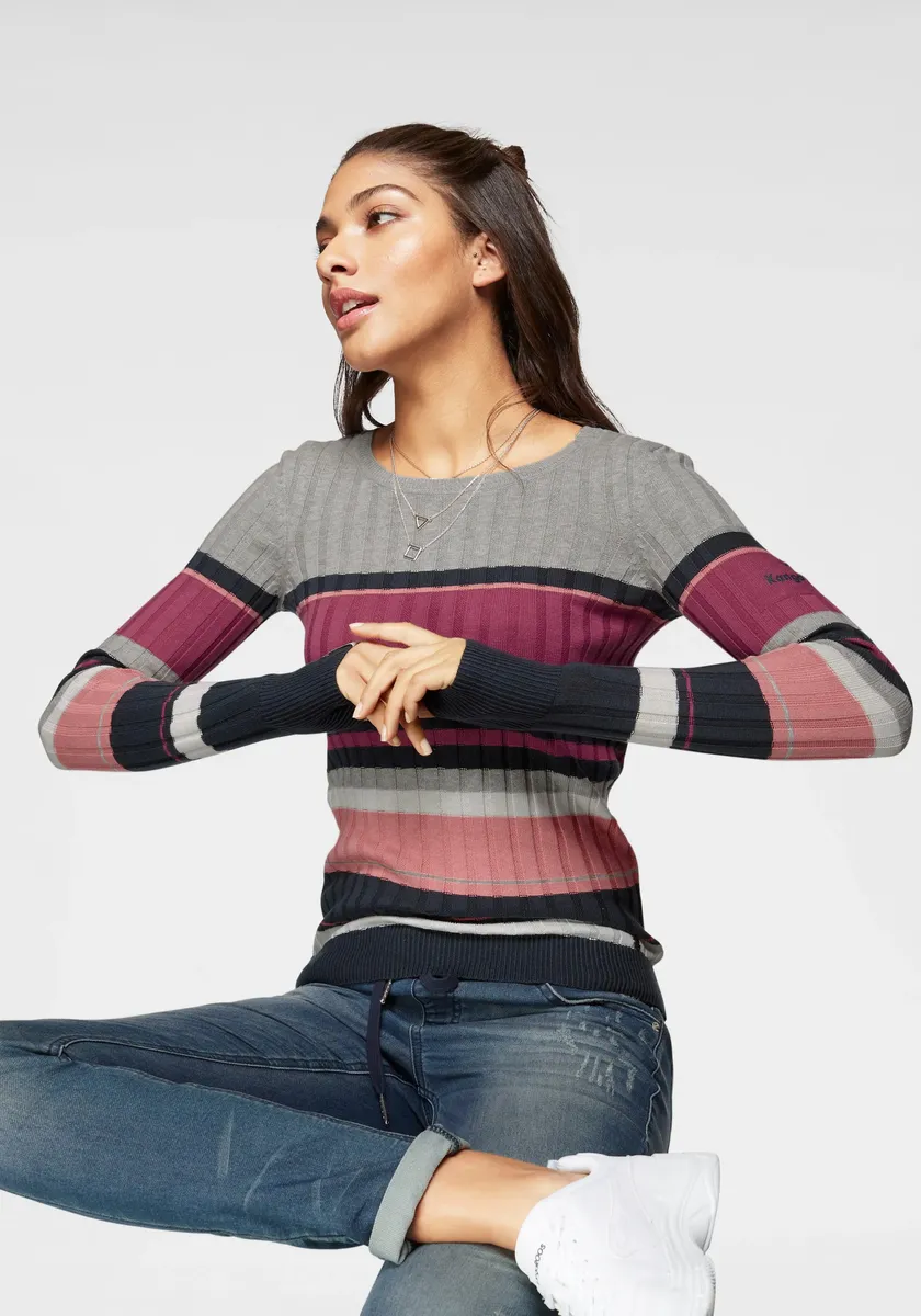 Свитер KangaROOS с круглым вырезом в спортивном полосатом дизайне, цвет Bunt-Lila
Свитер KangaROOS с круглым вырезом в спортивном полосатом дизайне, цвет Bunt-Lila