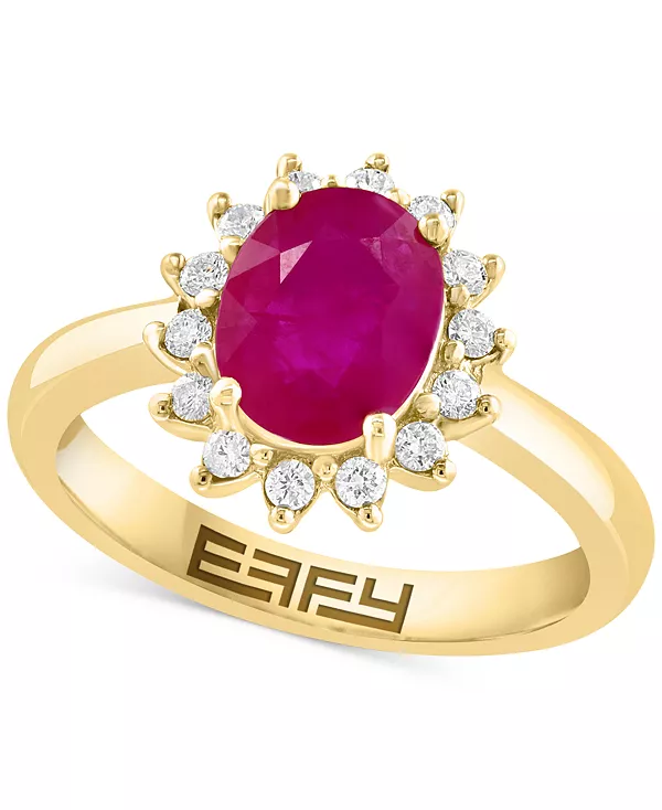 Кольцо Effy с рубином (1-7/8 карата) и бриллиантом (1/4 карата) из 14-каратного золота Effy Collection, ruby