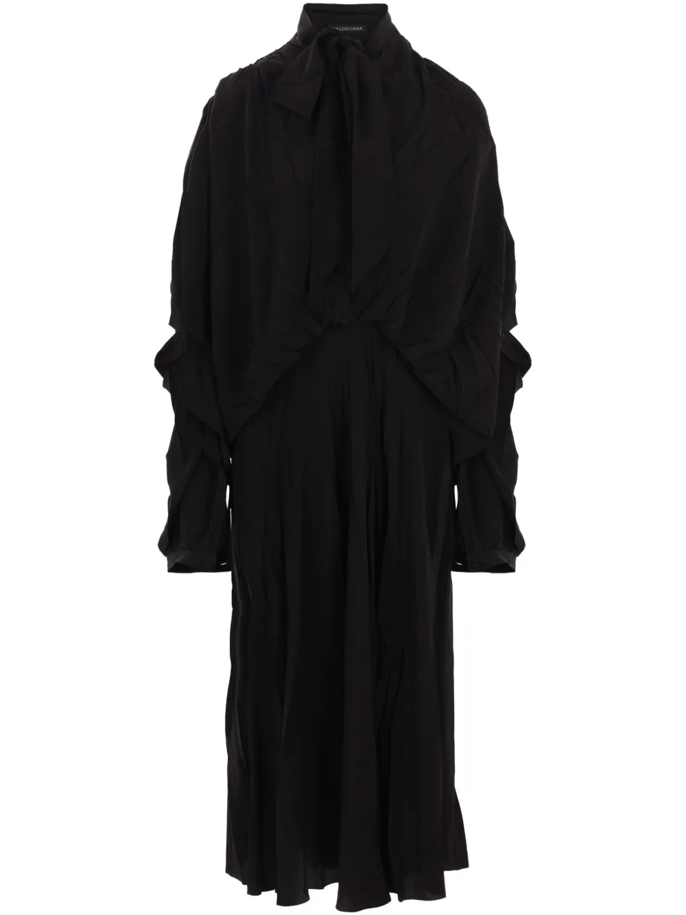 Шелковое платье с жатым эффектом BALENCIAGA, черный
Шелковое платье с жатым эффектом BALENCIAGA, черный