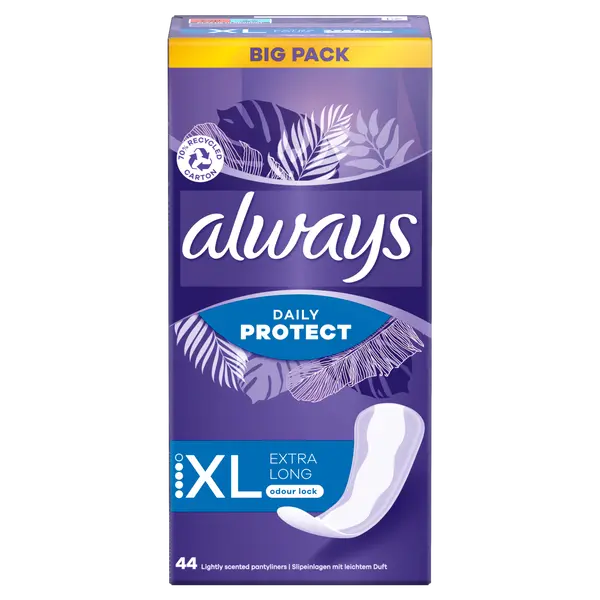 Гигиенические прокладки Long Plus, 44 шт./1 упаковка. Always Daily protect
Гигиенические прокладки Long Plus, 44 шт./1 упаковка. Always Daily protect