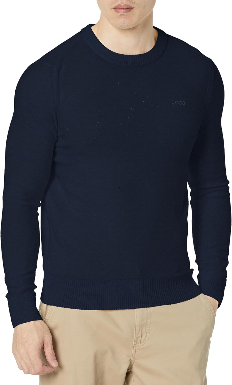 BOSS свитер мужской с вышивкой из шерстяной смеси в технике обратного вязания, Sky Captain Blue
BOSS свитер мужской с вышивкой из шерстяной смеси в технике обратного вязания, Sky Captain Blue