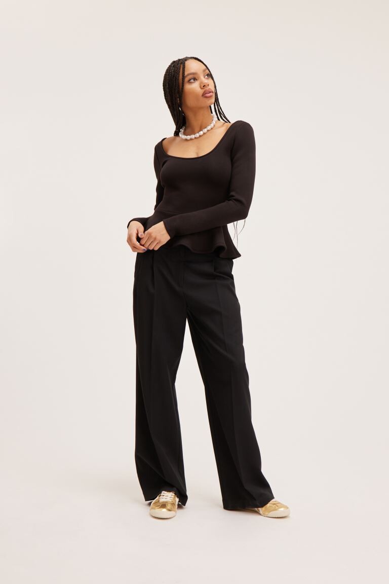 Широкие брюки с высокой талией Monki, черный
Широкие брюки с высокой талией Monki, черный