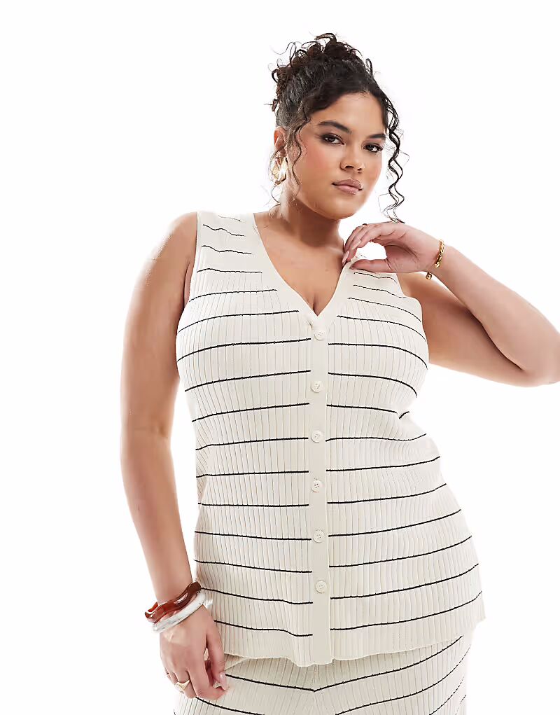 Жилет-полосатый трикотажный жилет Pretty Lavish Curve кремового и черного цветов
Жилет-полосатый трикотажный жилет Pretty Lavish Curve кремового и черного цветов