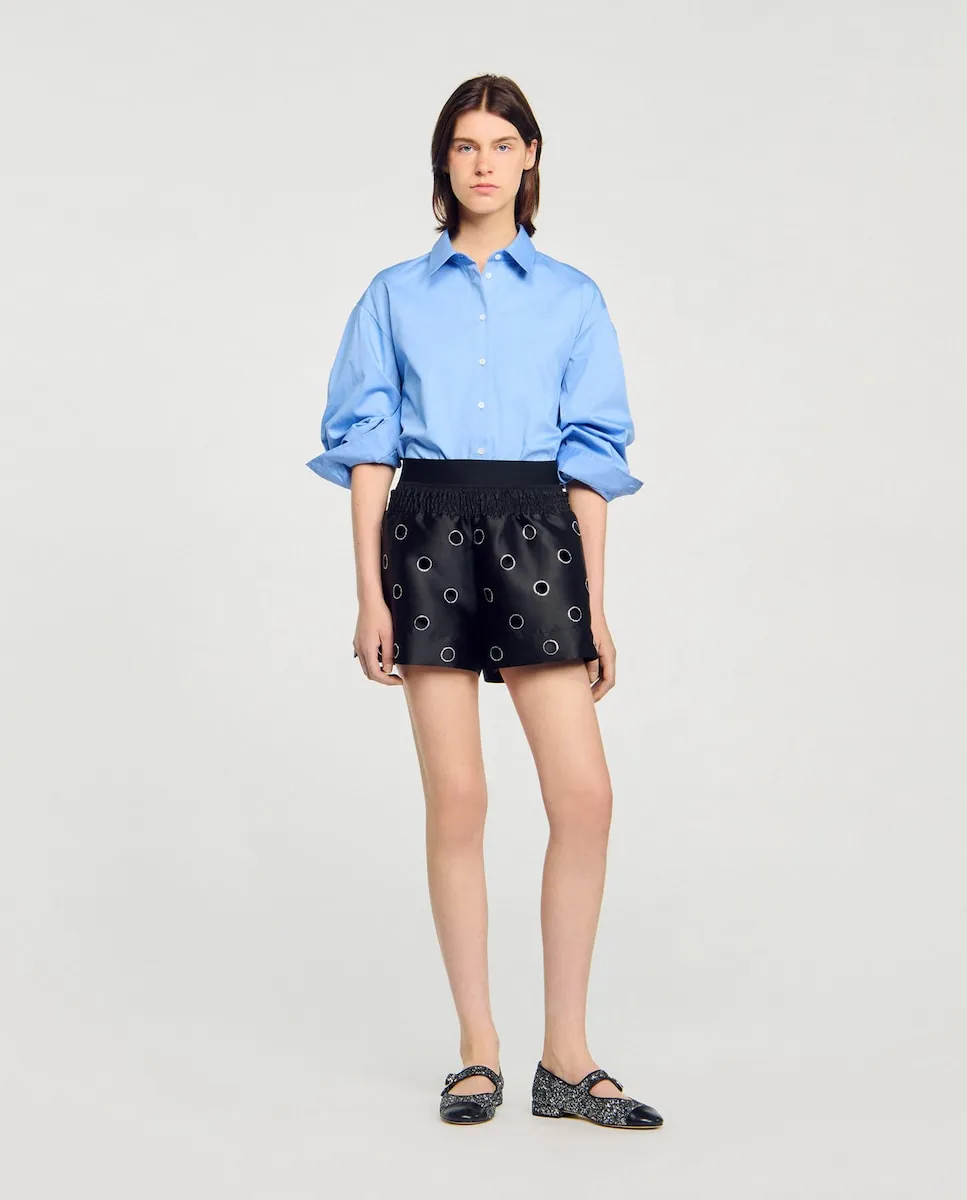 Женские шорты со стразами Sandro, черный 
Женские шорты со стразами Sandro, черный