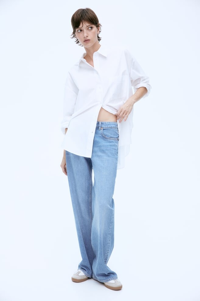 Широкие высокие джинсы H&M, голубой 
Широкие высокие джинсы H&M, голубой