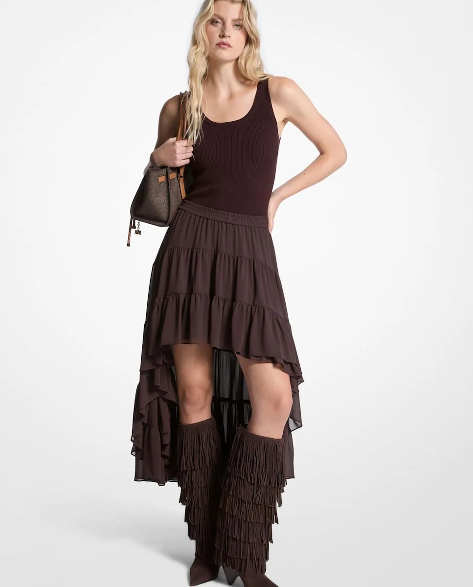 Юбка из жатого шифона с асимметричным подолом и оборками Michael Michael Kors, шоколадный коричневый
Юбка из жатого шифона с асимметричным подолом и оборками Michael Michael Kors, шоколадный коричневый