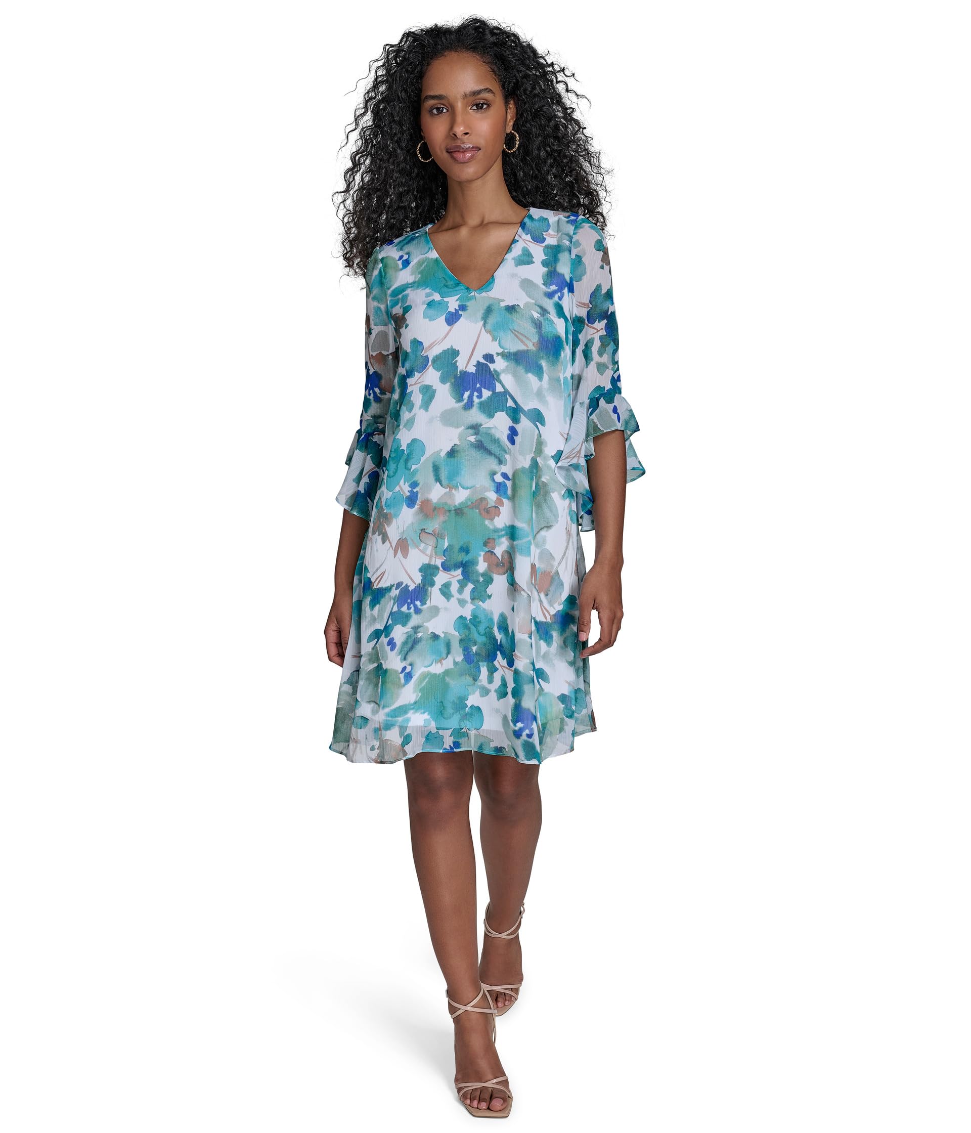 Платье Calvin Klein Floral Chiffon Shift Dress, Lake Multi 
Платье Calvin Klein Floral Chiffon Shift Dress, Lake Multi