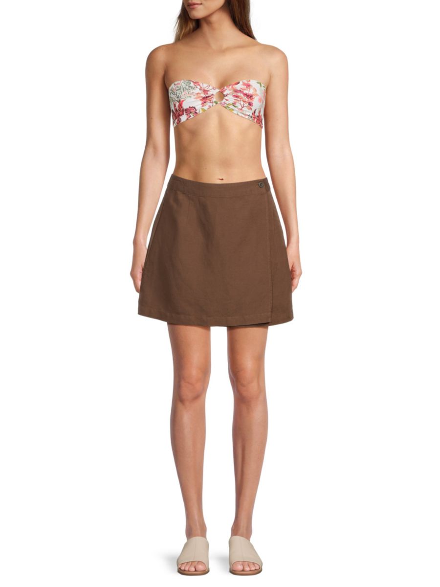 Юбка-халат мини из льняной смеси Onia, цвет Hickory 
Юбка-халат мини из льняной смеси Onia, цвет Hickory