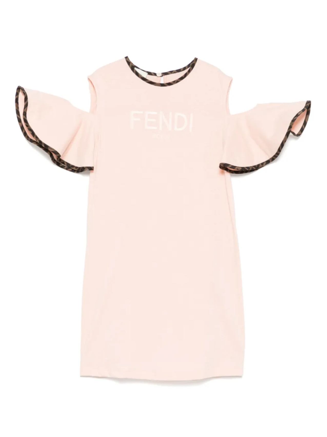 Платье с вышитым логотипом Fendi Kids, розовый 
Платье с вышитым логотипом Fendi Kids, розовый