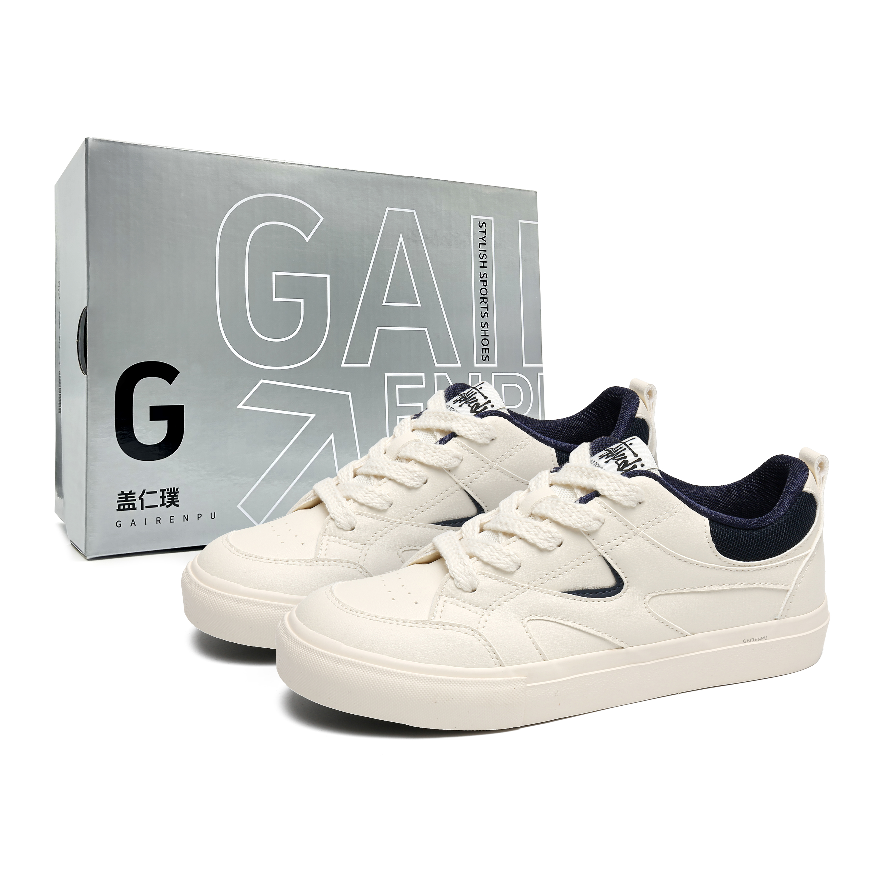 Низкие мужские кроссовки для скейтбординга с противоскользящими амортизаторами и износостойкими свойствами Gai Renpu, Beige Blue Box
Низкие мужские кроссовки для скейтбординга с противоскользящими амортизаторами и износостойкими свойствами Gai Renpu, Beige Blue Box
