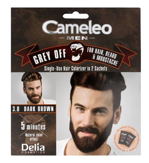 Крем-краска для волос, бороды и усов 3.0 темно-коричневый, 2х15 мл Delia Cosmetics, Cameleo Men
Крем-краска для волос, бороды и усов 3.0 темно-коричневый, 2х15 мл Delia Cosmetics, Cameleo Men