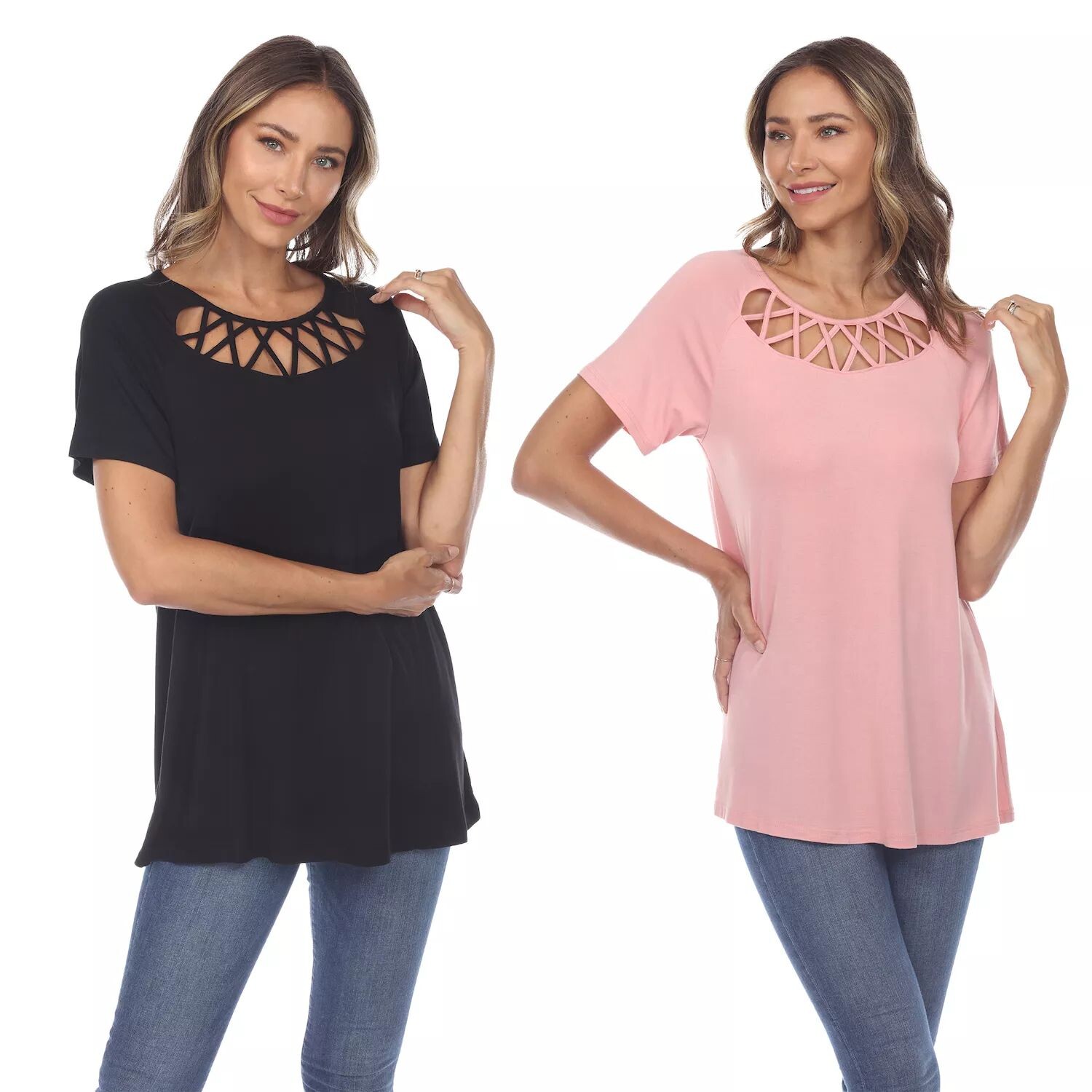 Комплект из 2 топов с короткими рукавами с перекрещенными крестиками Essential WM Fashion
Комплект из 2 топов с короткими рукавами с перекрещенными крестиками Essential WM Fashion