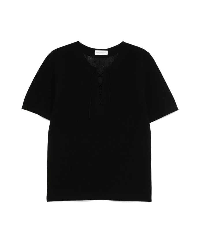 Свитер с короткими рукавами и шнуровкой Dries Van Noten, черный
Свитер с короткими рукавами и шнуровкой Dries Van Noten, черный