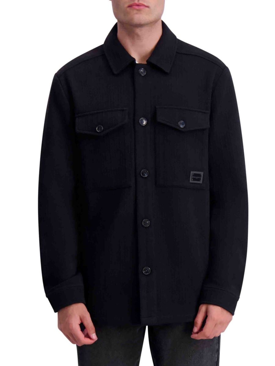 Куртка-рубашка свободного кроя с текстурированным полосатым узором Karl Lagerfeld Paris, черный
Куртка-рубашка свободного кроя с текстурированным полосатым узором Karl Lagerfeld Paris, черный