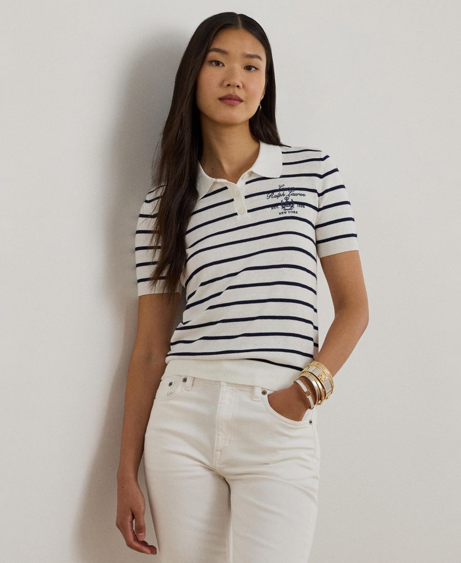 Женский полосатый поло-свитер приталенного кроя Lauren Ralph Lauren, White/Refined Navy
Женский полосатый поло-свитер приталенного кроя Lauren Ralph Lauren, White/Refined Navy