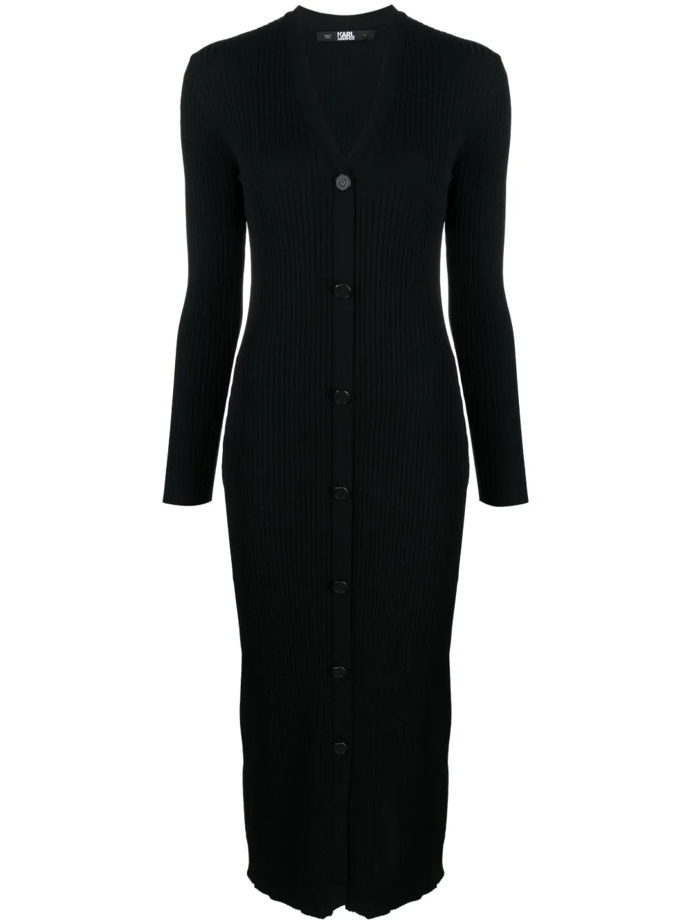 Трикотажное платье миди с V-образным вырезом KARL LAGERFELD, черный
Трикотажное платье миди с V-образным вырезом KARL LAGERFELD, черный