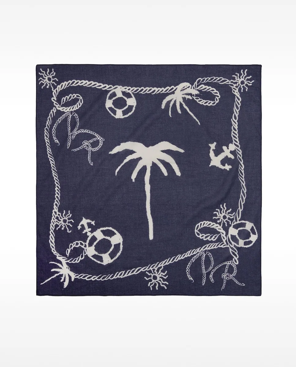 Платок 100% хлопок с принтами Parfois, темно-синий 
Платок 100% хлопок с принтами Parfois, темно-синий