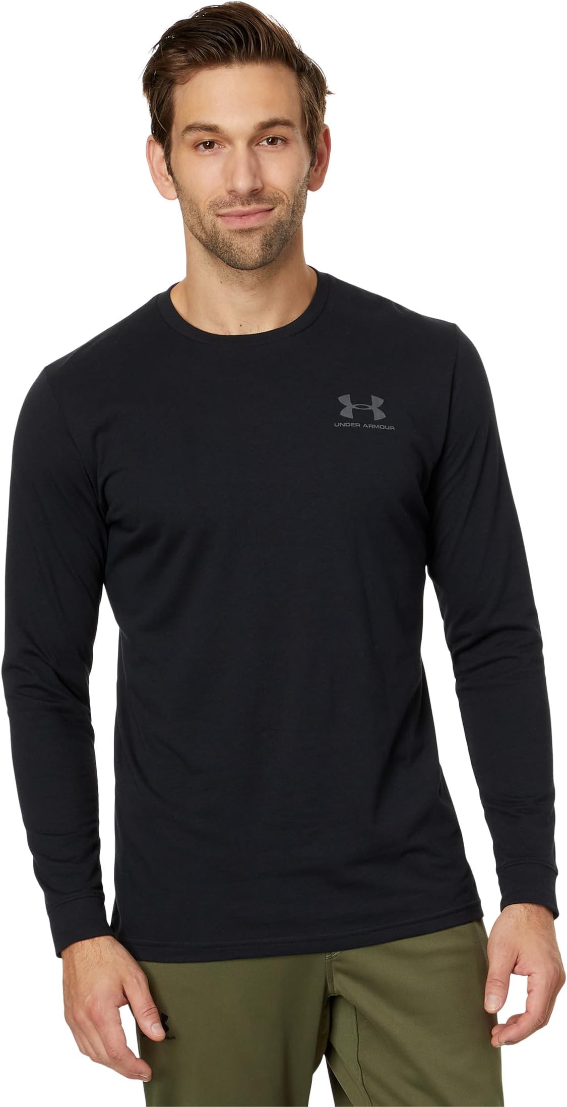 Футболка Under Armour UA Sportstyle Left chest Long Sleeve, цвет Black/Black 
Футболка Under Armour UA Sportstyle Left chest Long Sleeve, цвет Black/Black