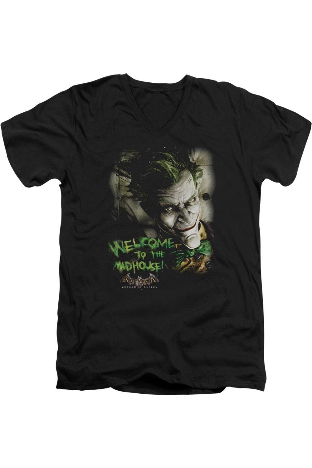 Футболка с коротким рукавом и V-образным вырезом для взрослых Batman Arkham Asylum Welcome To The Madhouse Gildan, черный
Футболка с коротким рукавом и V-образным вырезом для взрослых Batman Arkham Asylum Welcome To The Madhouse Gildan, черный