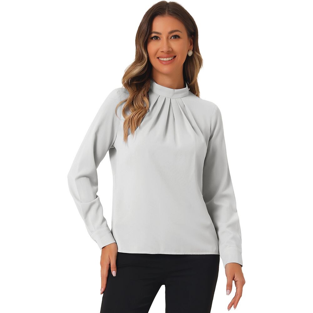 Осенне-зимняя шифоновая блузка с воротником-стойкой для женщин, деловая повседневная рабочая рубашка с длинным рукавом ALLEGRA K, серый
Осенне-зимняя шифоновая блузка с воротником-стойкой для женщин, деловая повседневная рабочая рубашка с длинным рукавом ALLEGRA K, серый