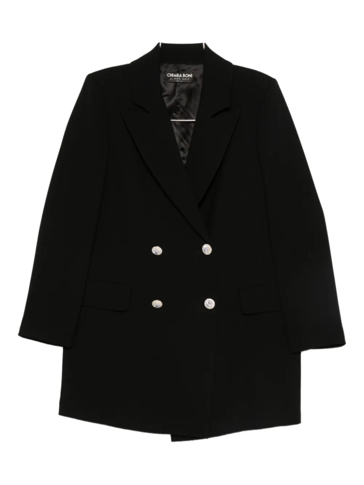 CHIARA BONI La Petite Robe Ecoply двубортное пальто с отделкой, черный
CHIARA BONI La Petite Robe Ecoply двубортное пальто с отделкой, черный